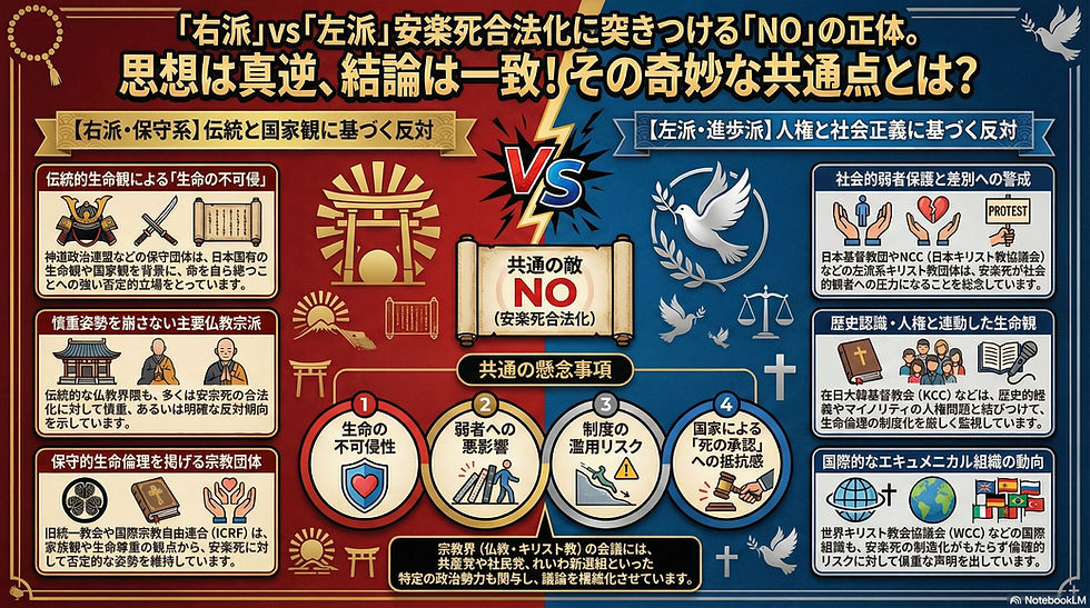 安楽死反対宗教一覧|日本の主要宗教団体と立場整理(右派・左派比較)