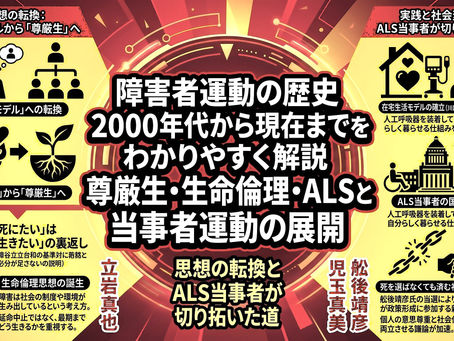 障害者運動の歴史｜2000年代から現在までをわかりやすく解説【後編】│尊厳生・生命倫理・ALSと当事者運動の展開｜立岩真也・児玉真美・川口有美子・岡部宏生から見る生命倫理と尊厳生