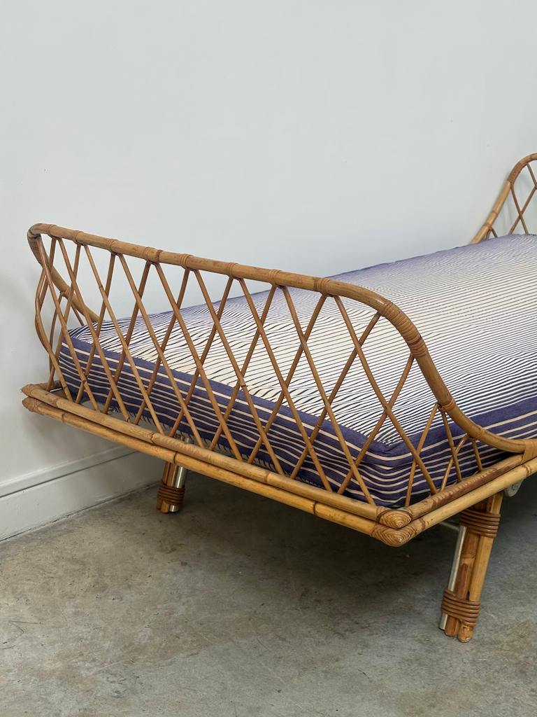 Miniature : Lit en rotin années 50/60