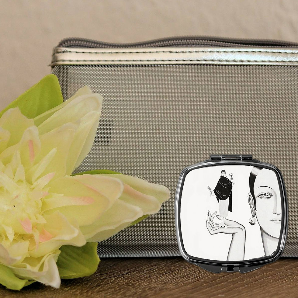 Thumbnail: Art Deco Compact Mirror, Vintage Beauty Advert. FREE UK SHIPPING