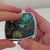 Thumbnail: Art Deco Compact Mirror, Teal and Gold Pocket Mirror - FREE UK SHIPPING