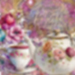 A tea post, tea cup and flowers with the writing Happy Mother's Day above it