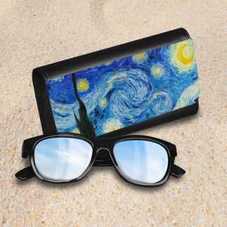 A sunglasses case featuring Vincent Van Gogh's famous Starry Night painting