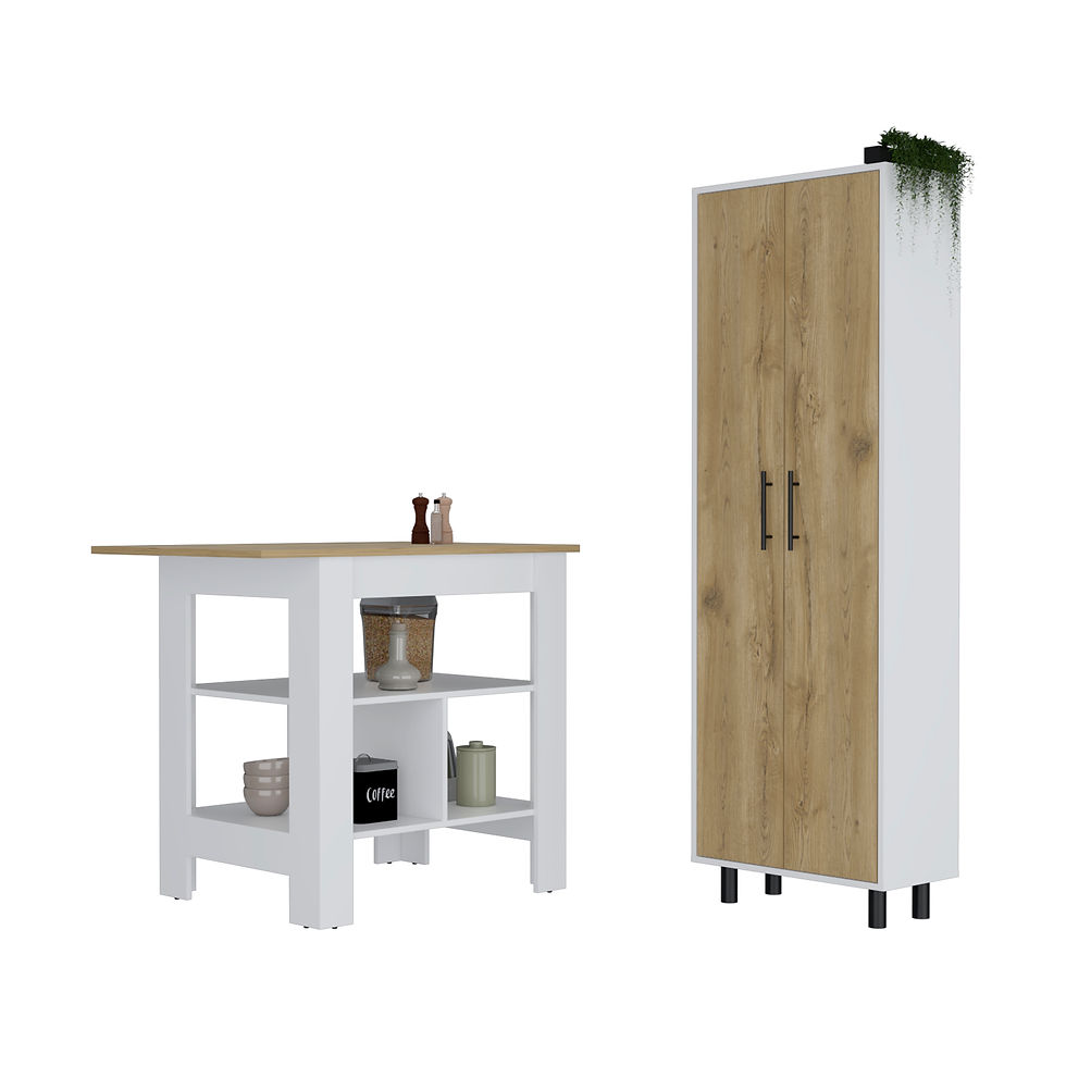 Thumbnail: Bowie 2 Piece Kitchen Set, White / Light Oak