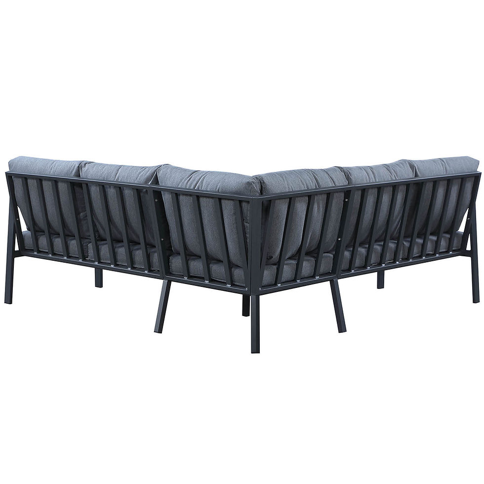 Thumbnail: Outdoor 4 Piece Sectional Sofa,Matte Charcoal Aluminum Frame,Teak Finished