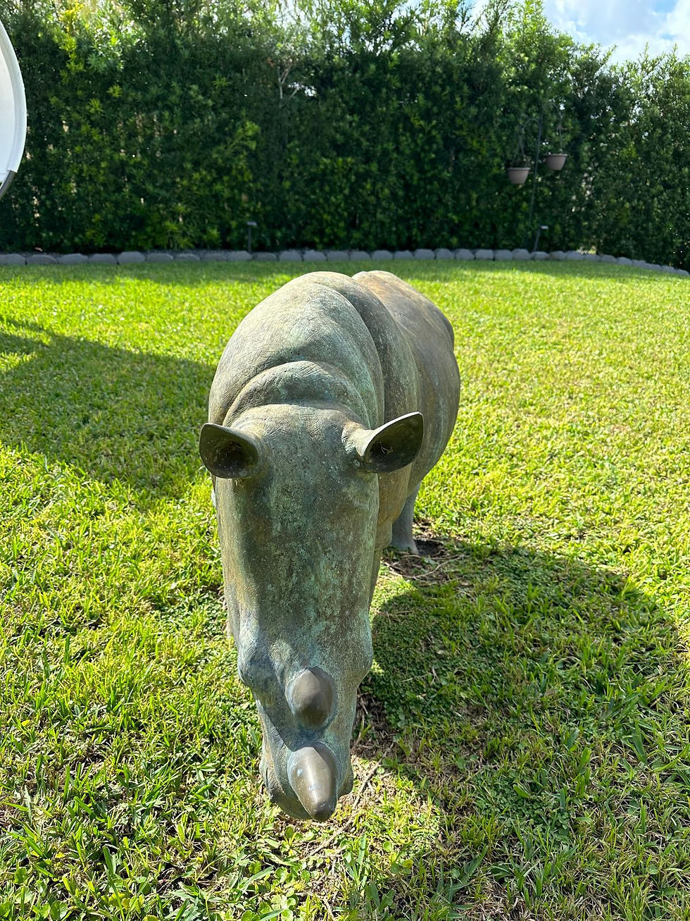 Miniatura: Rhinos bronze sculpture father and son