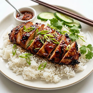 Char Siu Chicken Rice Dish