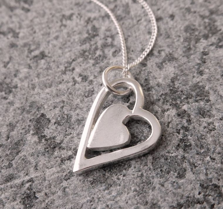 Silver Patchwork Heart Pendant - by Anne Reeves