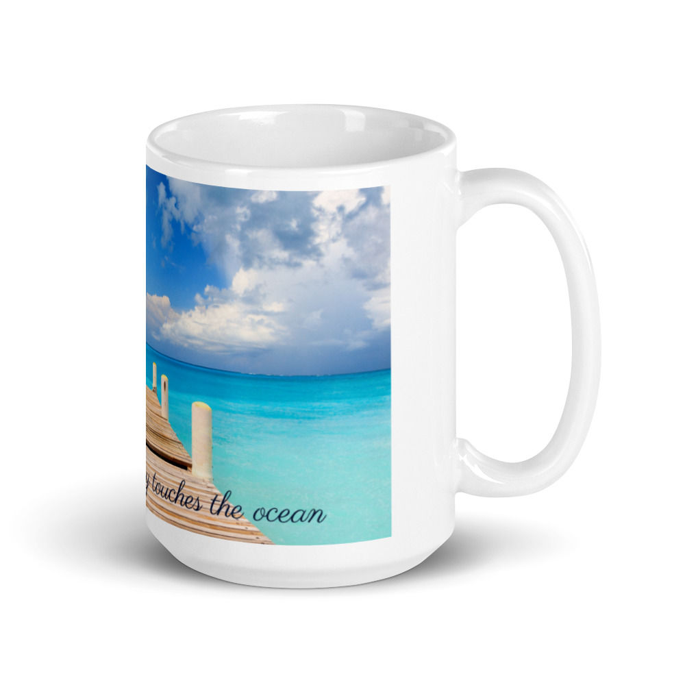 White Mug "meet me where the sky touches the ocean"