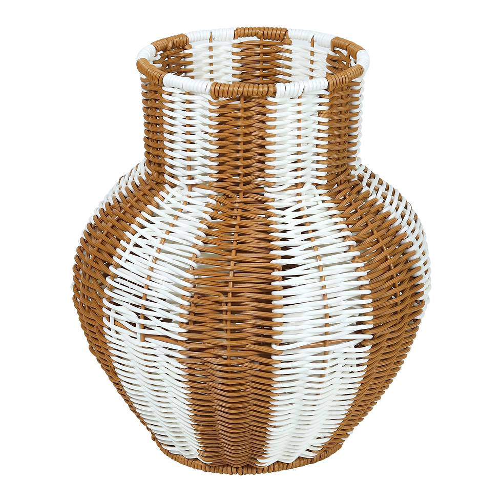 Thumbnail: Two-Tone Woven Vase with Striped Pattern