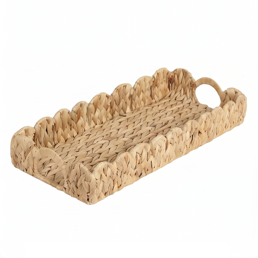 Thumbnail: Wave Crest Water Hyacinth Long Serving Tray with Scalloped Edge