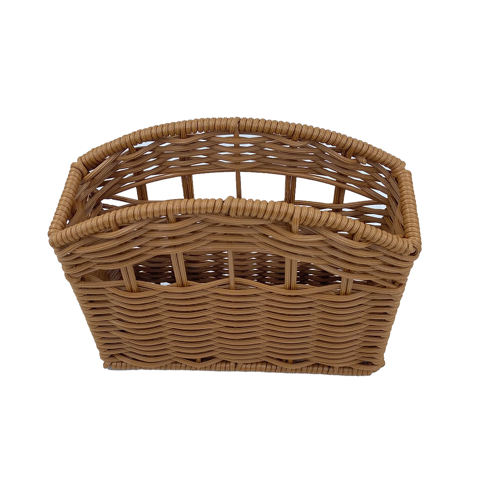 Thumbnail: 2-Tier PP Rattan Fruit Stand - Tiered Countertop Serving Tray with Handle