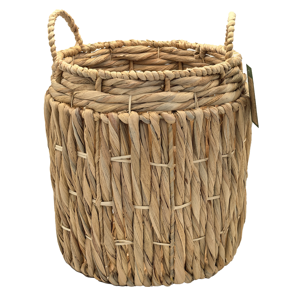 Thumbnail: Woven Water Hyacinth Storage Basket with Rope Handles �C Natural Woven Planter &