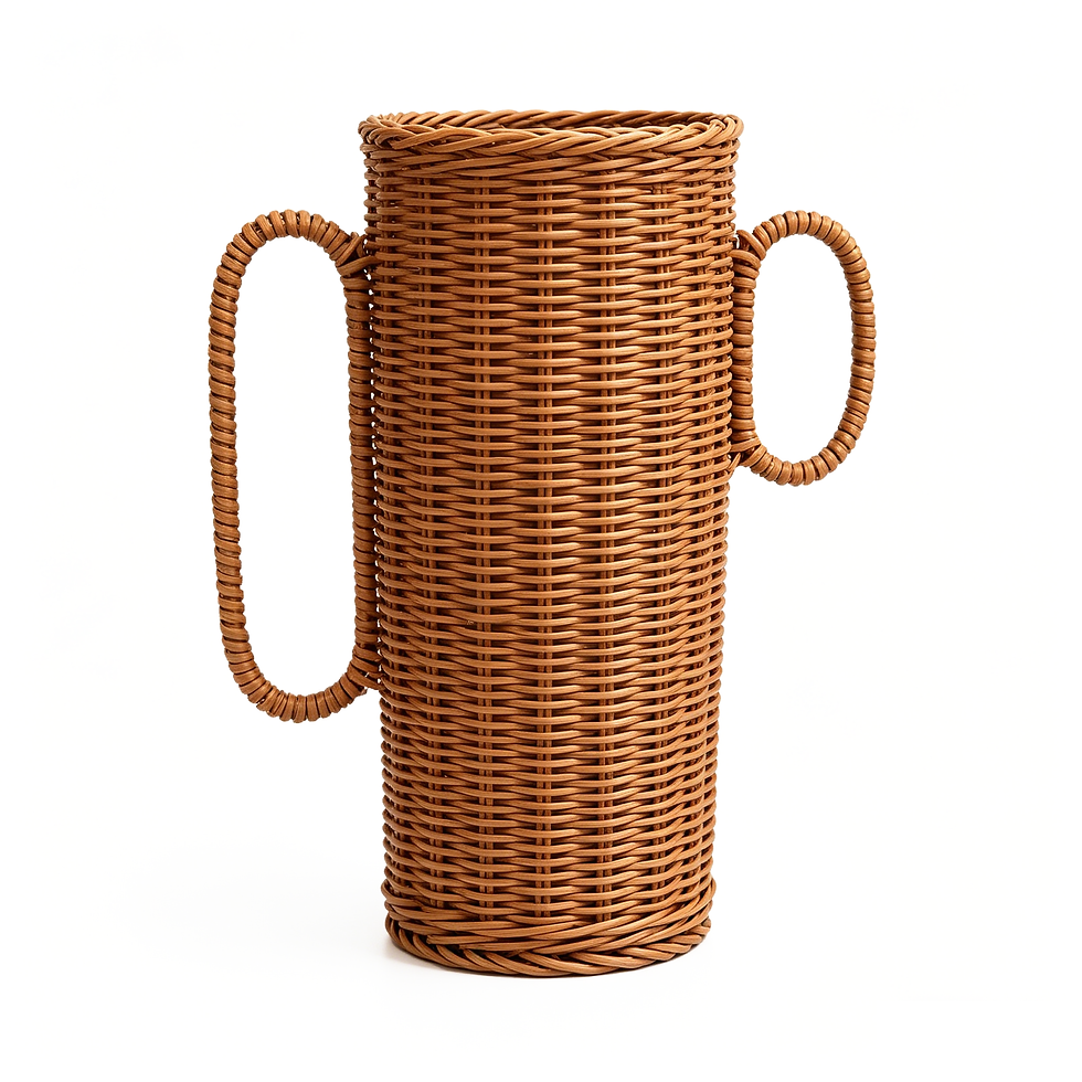 Thumbnail: Tall Woven Cylinder Vase with Handles