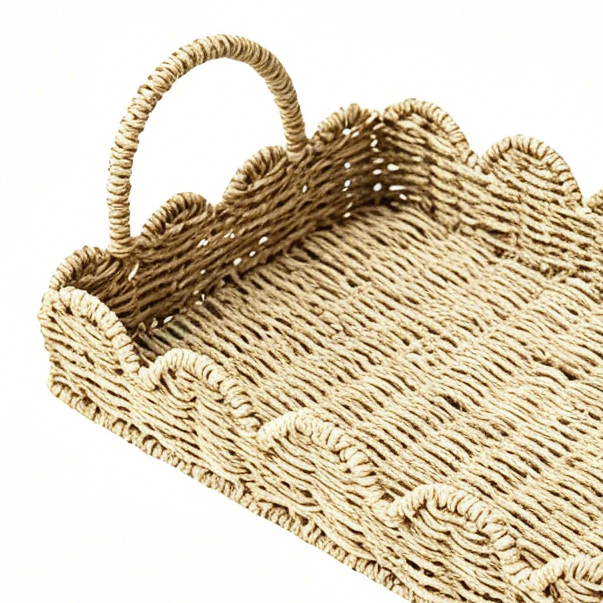 Thumbnail: Natural Coastal Farmhouse Seagrass Scalloped  Tray