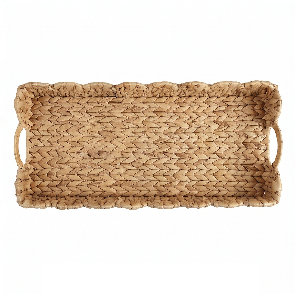 Thumbnail: Wave Crest Water Hyacinth Long Serving Tray with Scalloped Edge