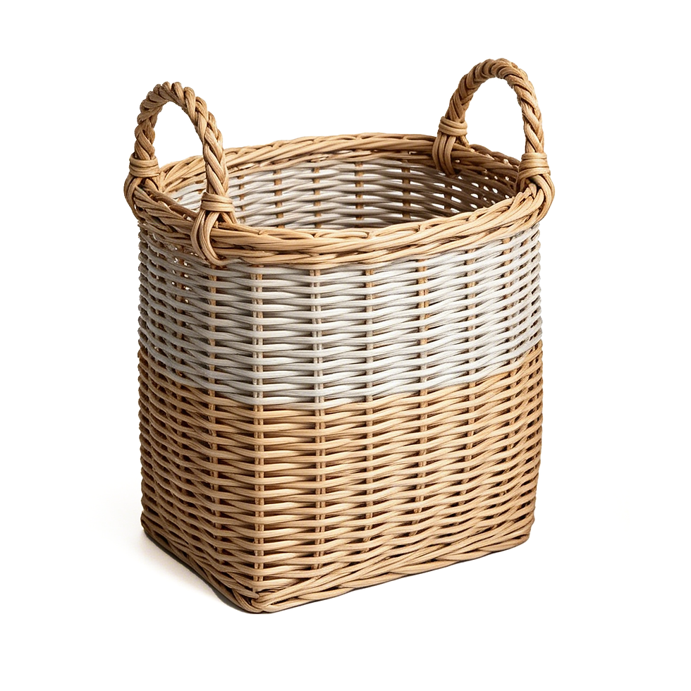 Thumbnail: Woven Faux Rattan Storage Basket with Rope Handles