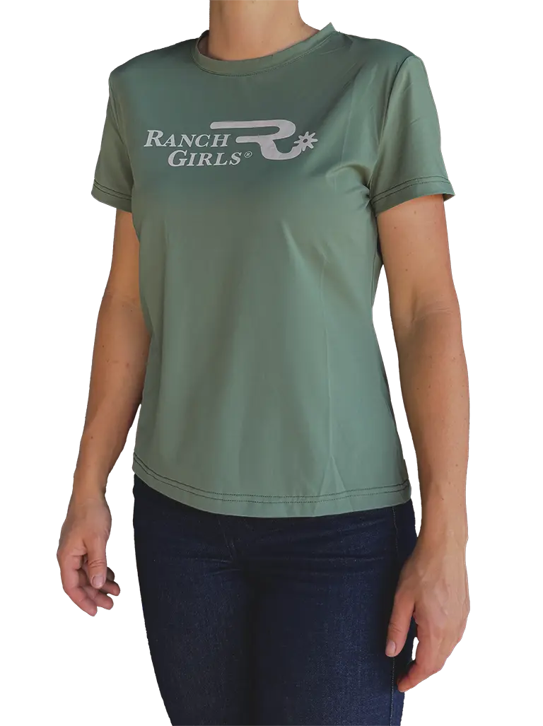light soft and slik summer t-shirt, flattering fit, soft green tone
