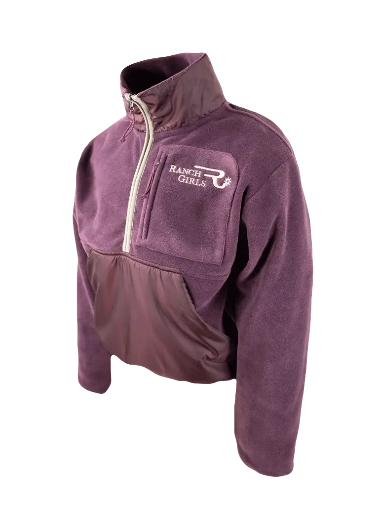 Ranch-Girls-Fleece-mit Stehkragen-Kangootasche-und-buntem-RV