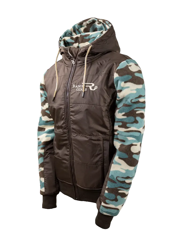 Fleecejacke-für-Frauen-mit-Nylonbesatz-für-Westernreiter