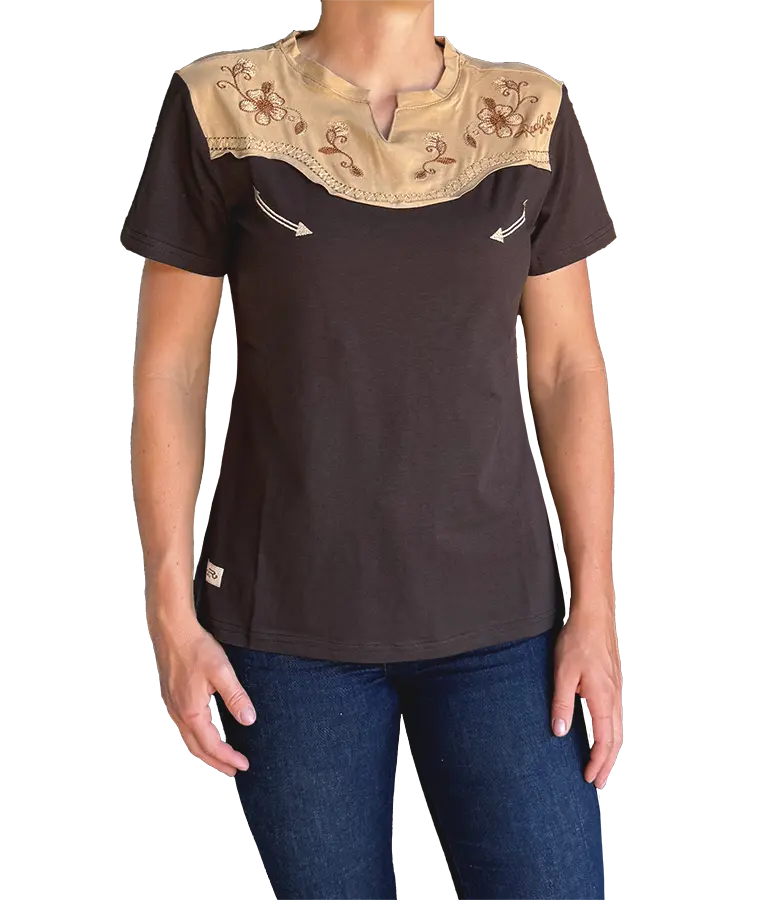 women western shirt, flower embroidery
