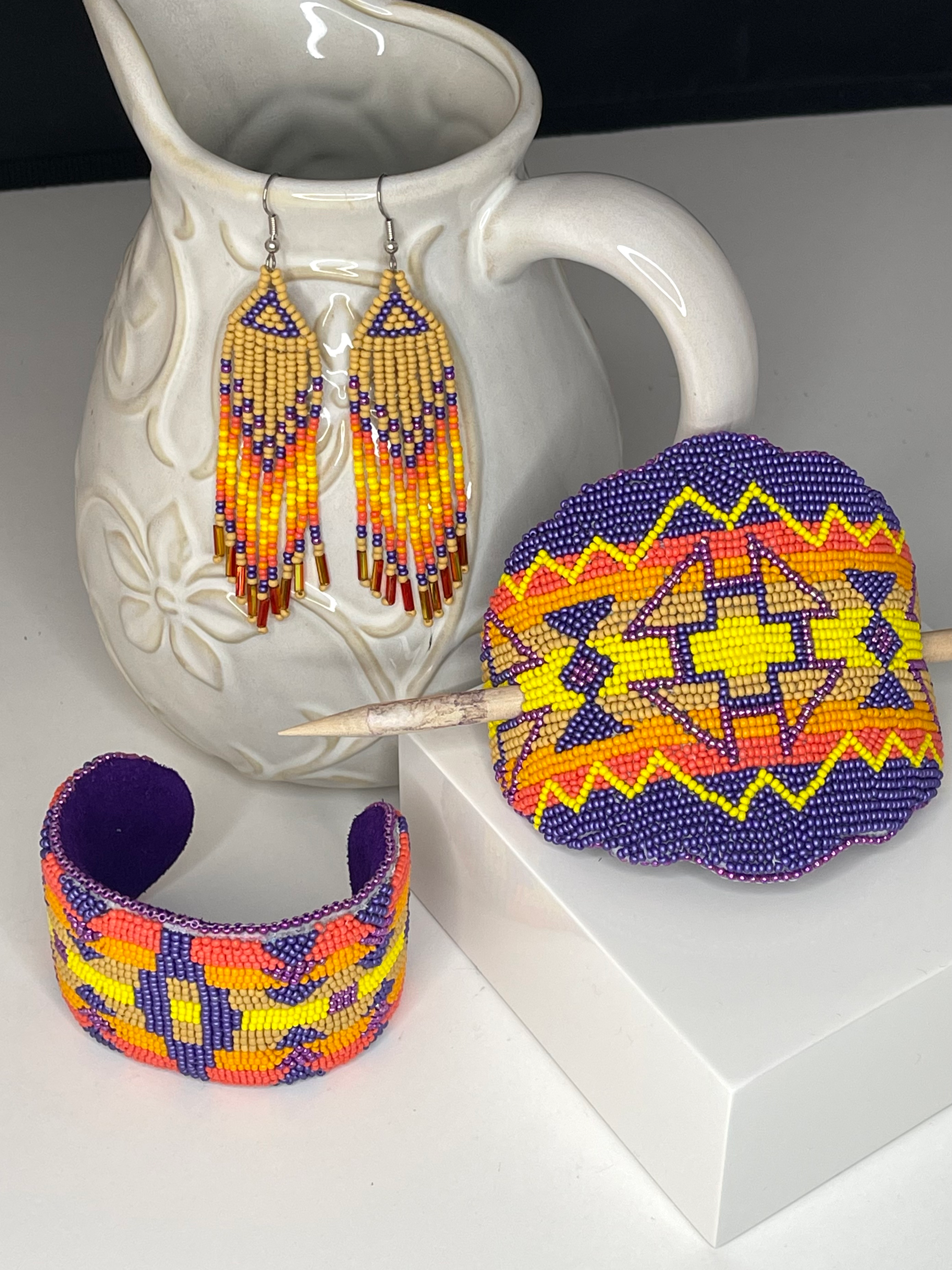 Tan Fire Faded Dangle Earring