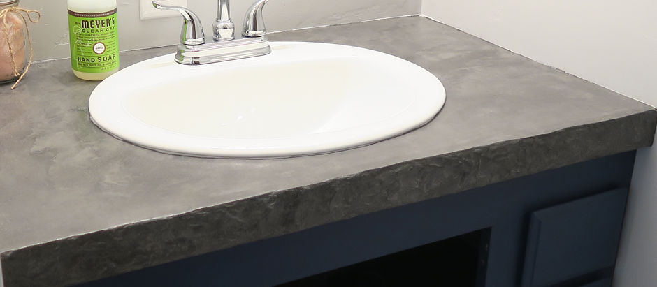 Concrete Countertop DIY | Bathroom Vanity | Renovation Ideas for Small Bathroom