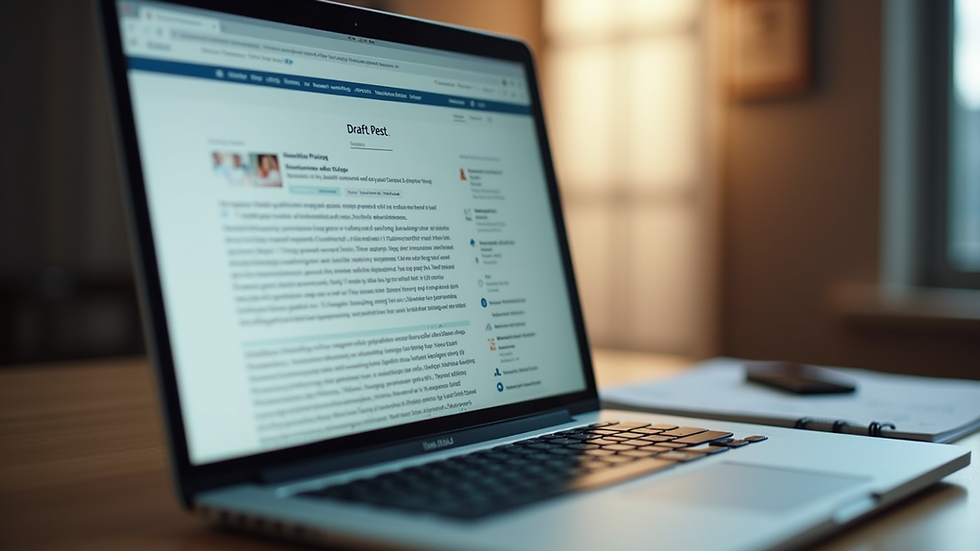 Close-up view of a laptop screen displaying a blog post draft