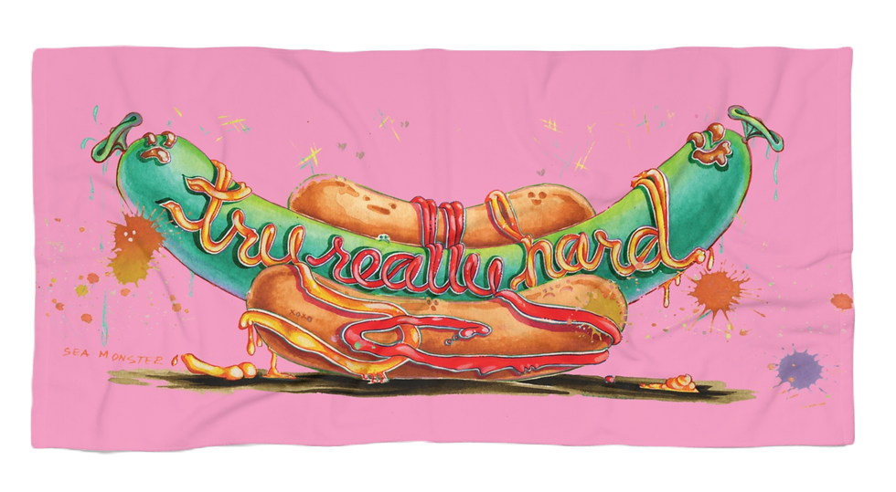 Thumbnail: Try Really Hard Beach Towel (pink)