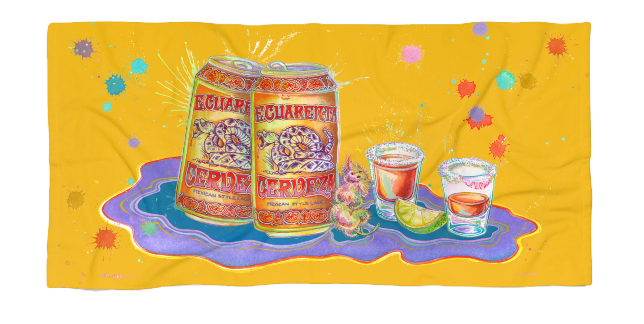 Ecuarenta with shots Beach Towel (gold)