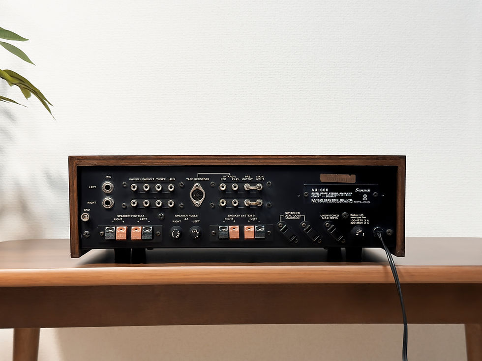 Thumbnail: Sansui AU-666 restored vintage amplifier back view