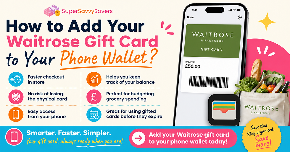 How to Add a Waitrose Gift Card to your Apple or Google Wallet