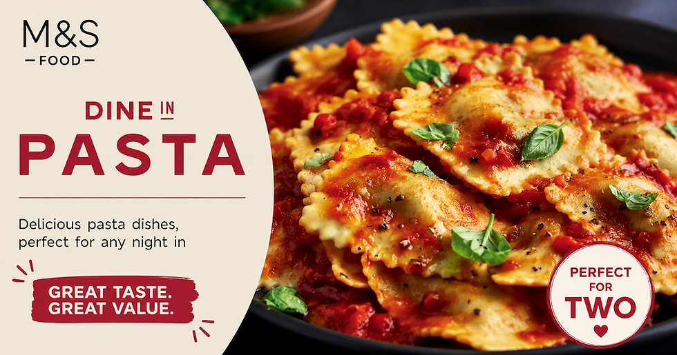 The M&S pasta dine in meal deal for two includes 3 items for just £7...