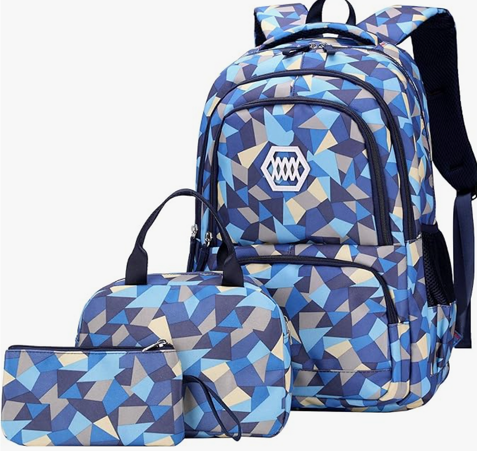 Geometric Print Backpack Blue