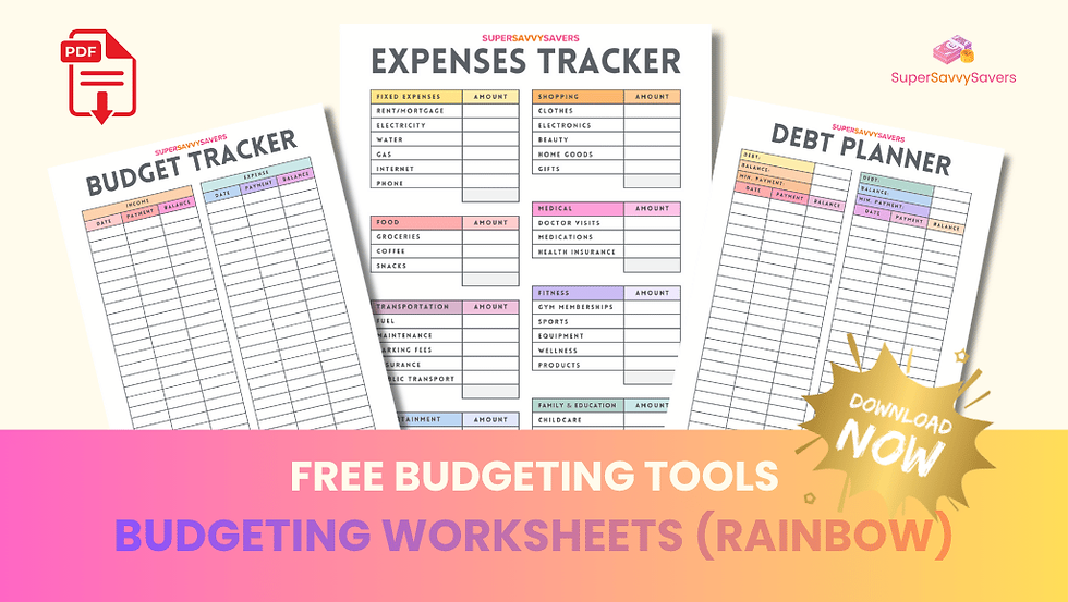 FREE Budgeting Worksheets