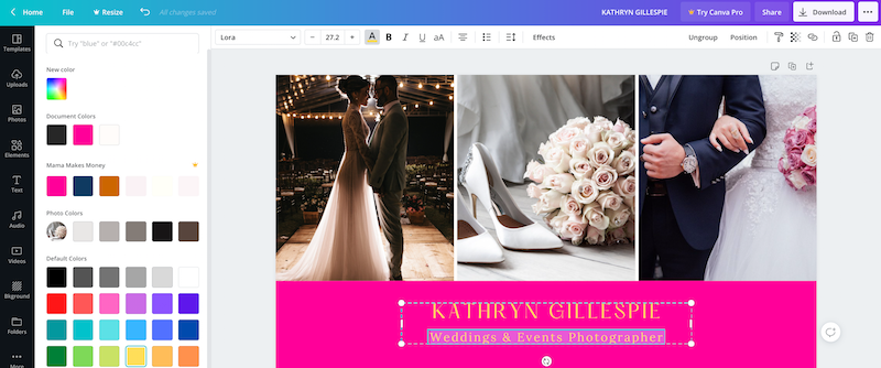 How to change the colours within a Canva template