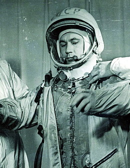 Cosmonaut Grigory Nelyubov in Vostok spacesuit