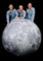 Apollo 11 astronauts with inflatable moon