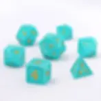 Solid Metal Behemoth Dice set - Turquoise with Gold