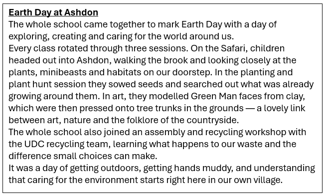 EArth Day Blurb