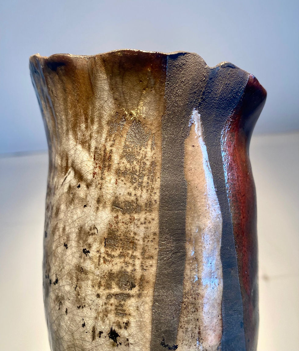 Miniature : Vase série "VOLCAN 5" en Grès cuisson Raku