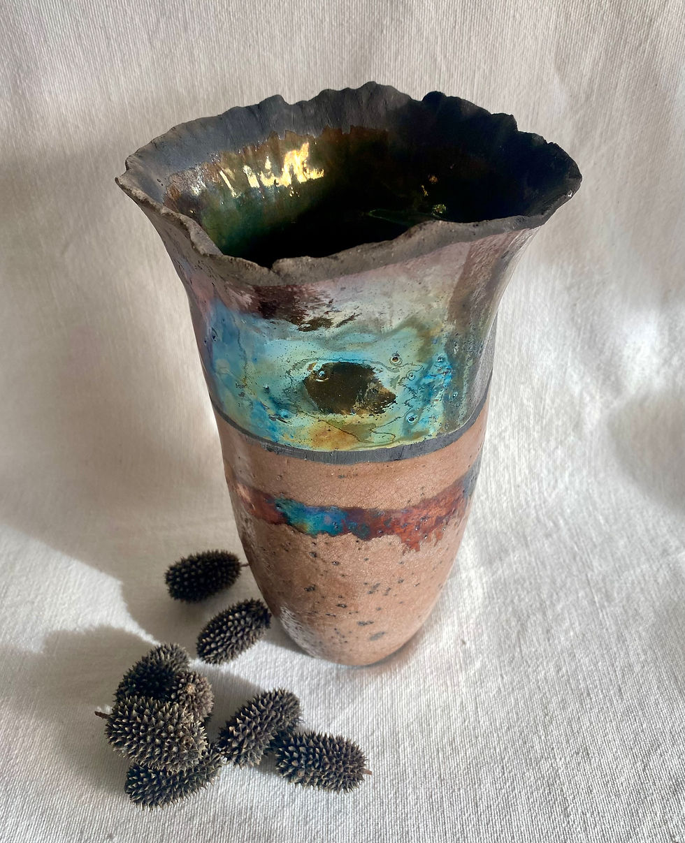 Miniature : Vase série "MINERAL 2" en Grès cuisson Raku
