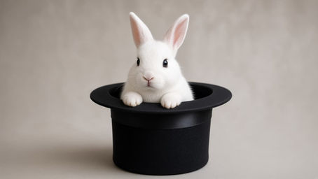 Lapin blanc sortant d'un chapeau de magicien, symbolisant la magie de l'ostéopathie.