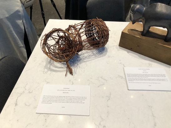 art exhibit, sculpture, basketry, willow