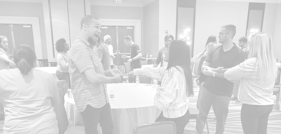 Employees having fun during team building workshop