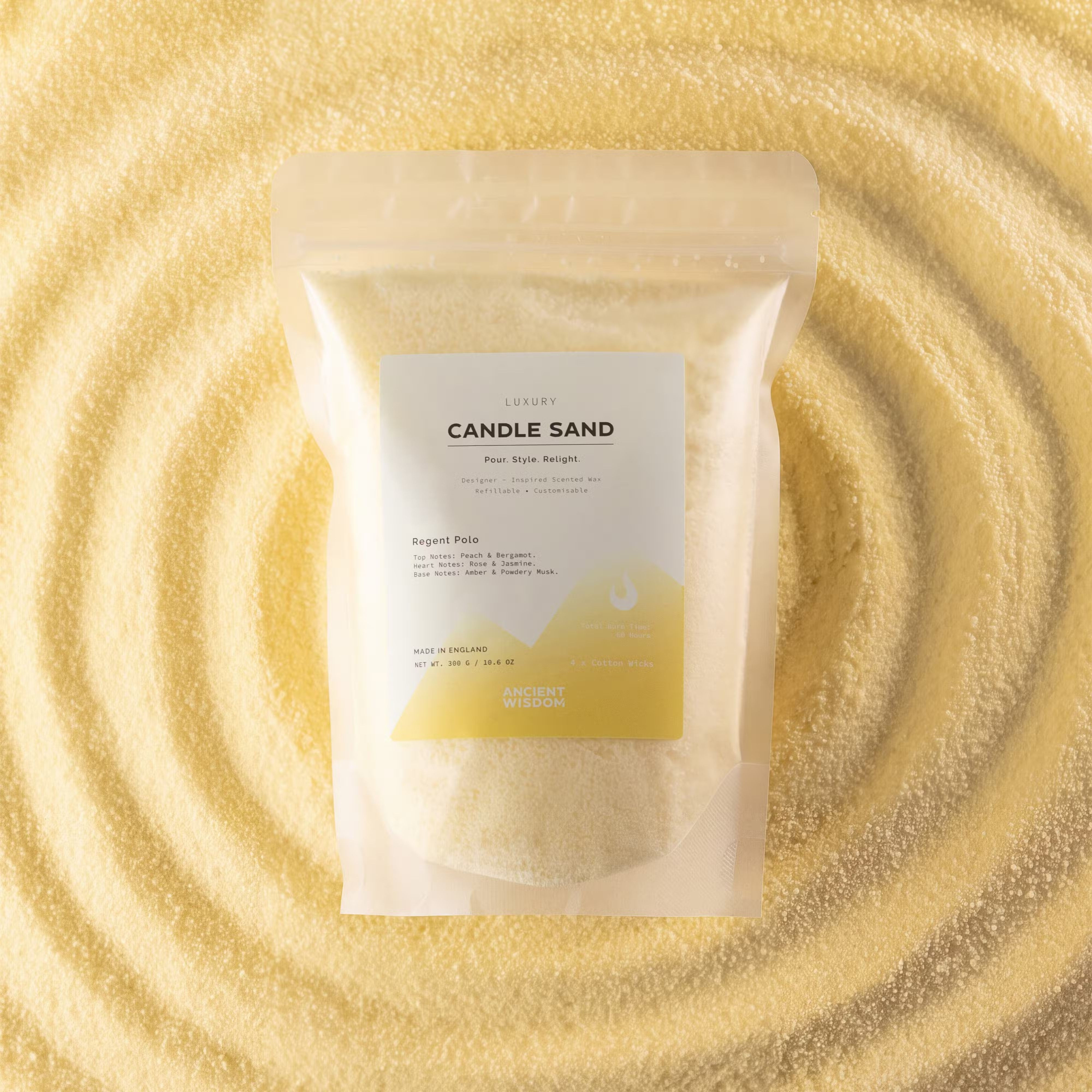 Fragranced Candle Sand - Cream - Regent Polo - 300g