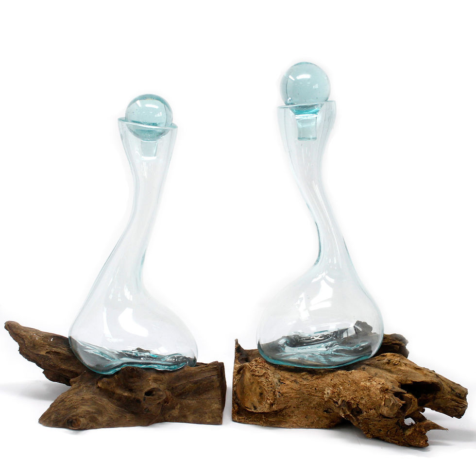 Thumbnail: Molten Glass on Wood - Wine Decanter