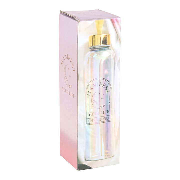 Thumbnail: Manifest Your Life Iridescent Glass Water Bottle