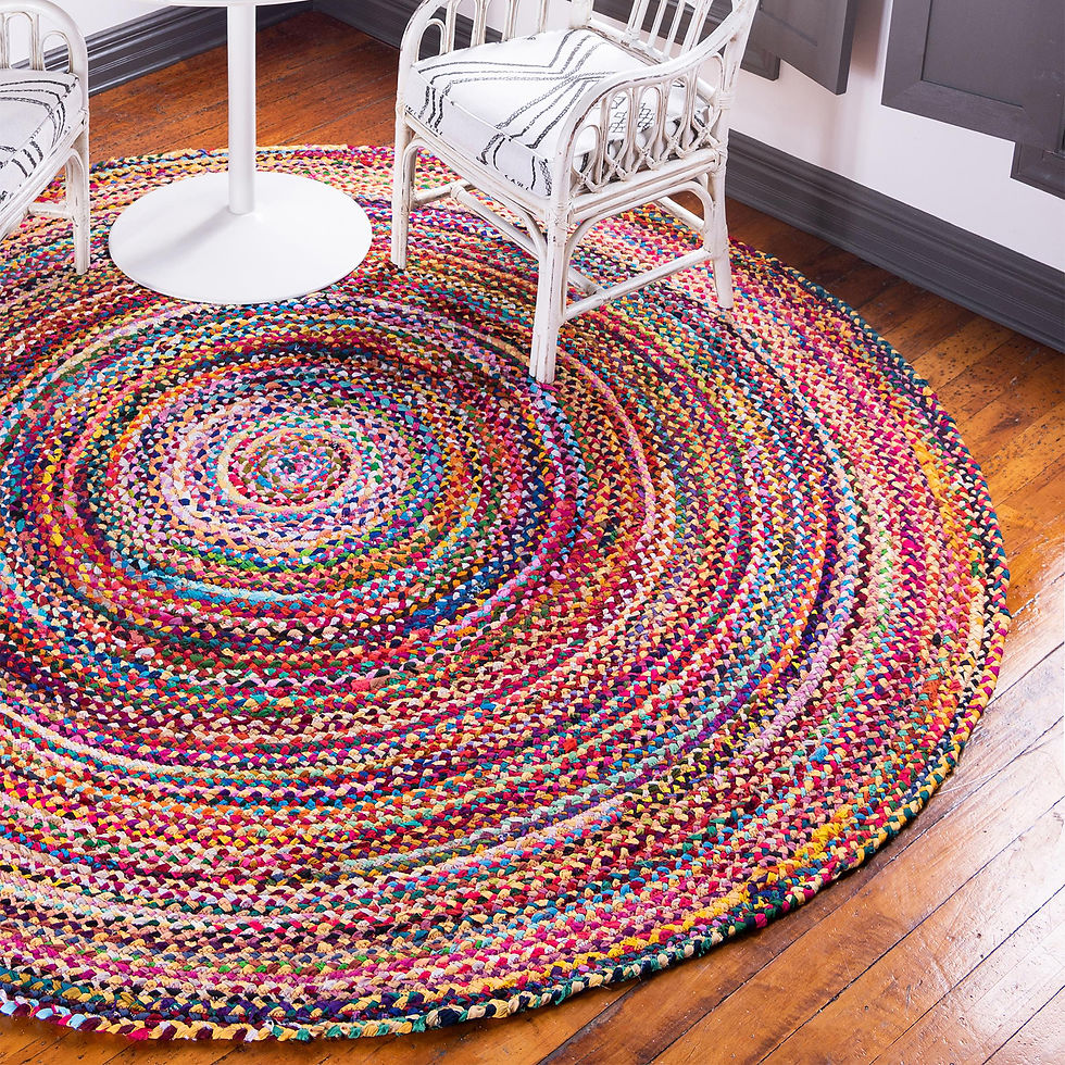 Thumbnail: Round Jute and Recycled Cotton Rug