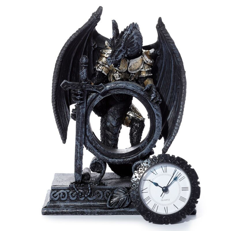 Thumbnail: Gothic Armoured Dragon Mantle Clock